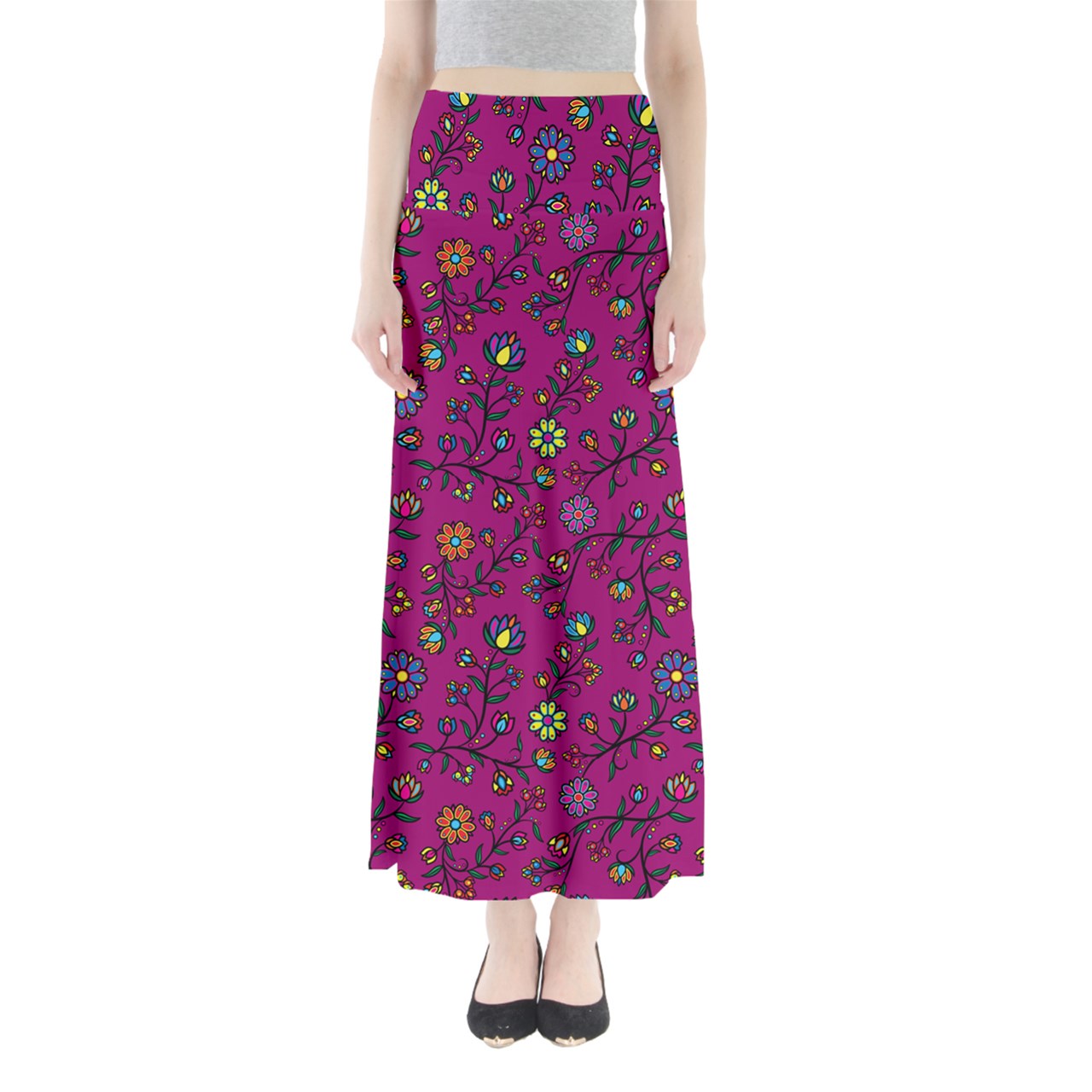 Cosmic Whisper Berry Paint Full Length Maxi Skirt