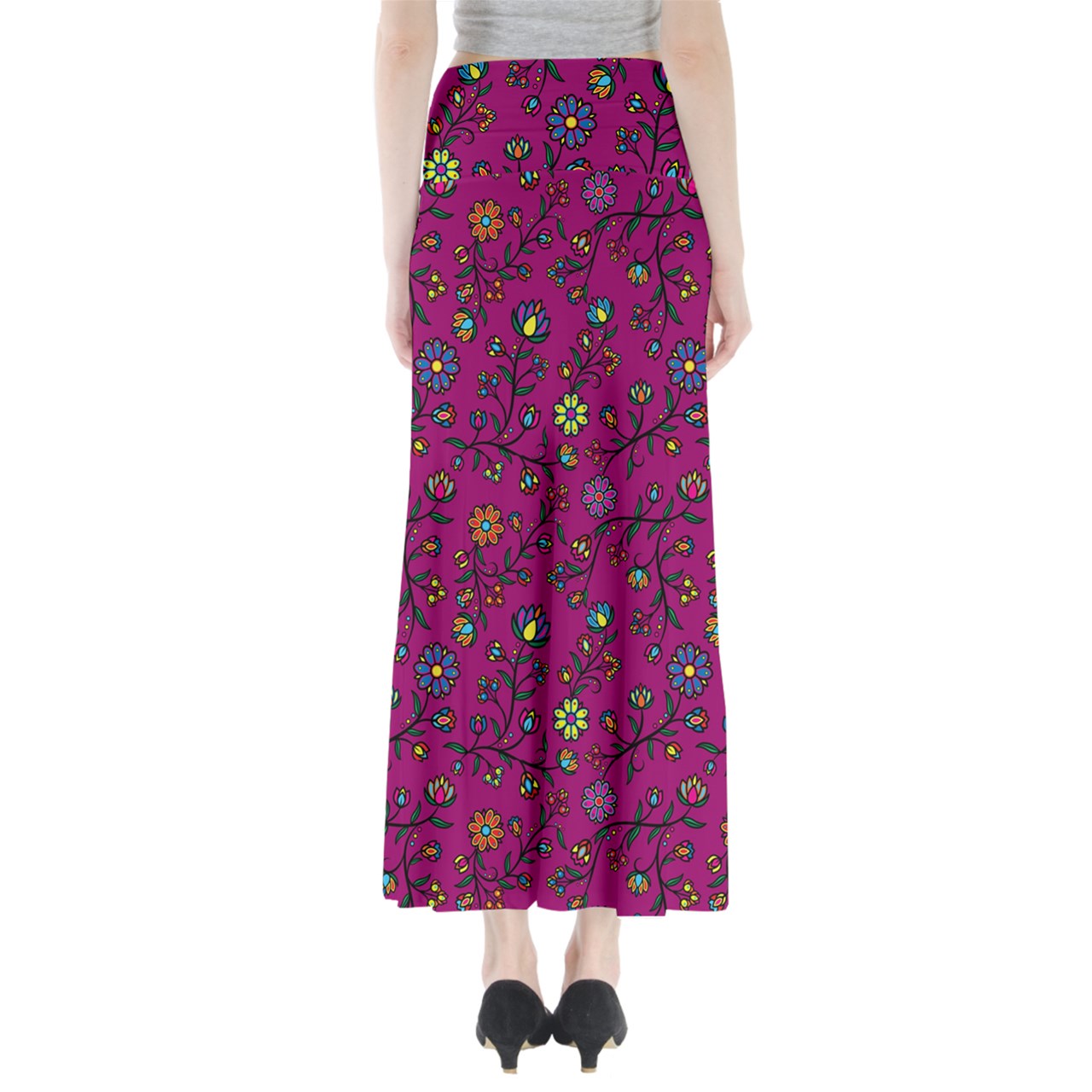 Cosmic Whisper Berry Paint Full Length Maxi Skirt