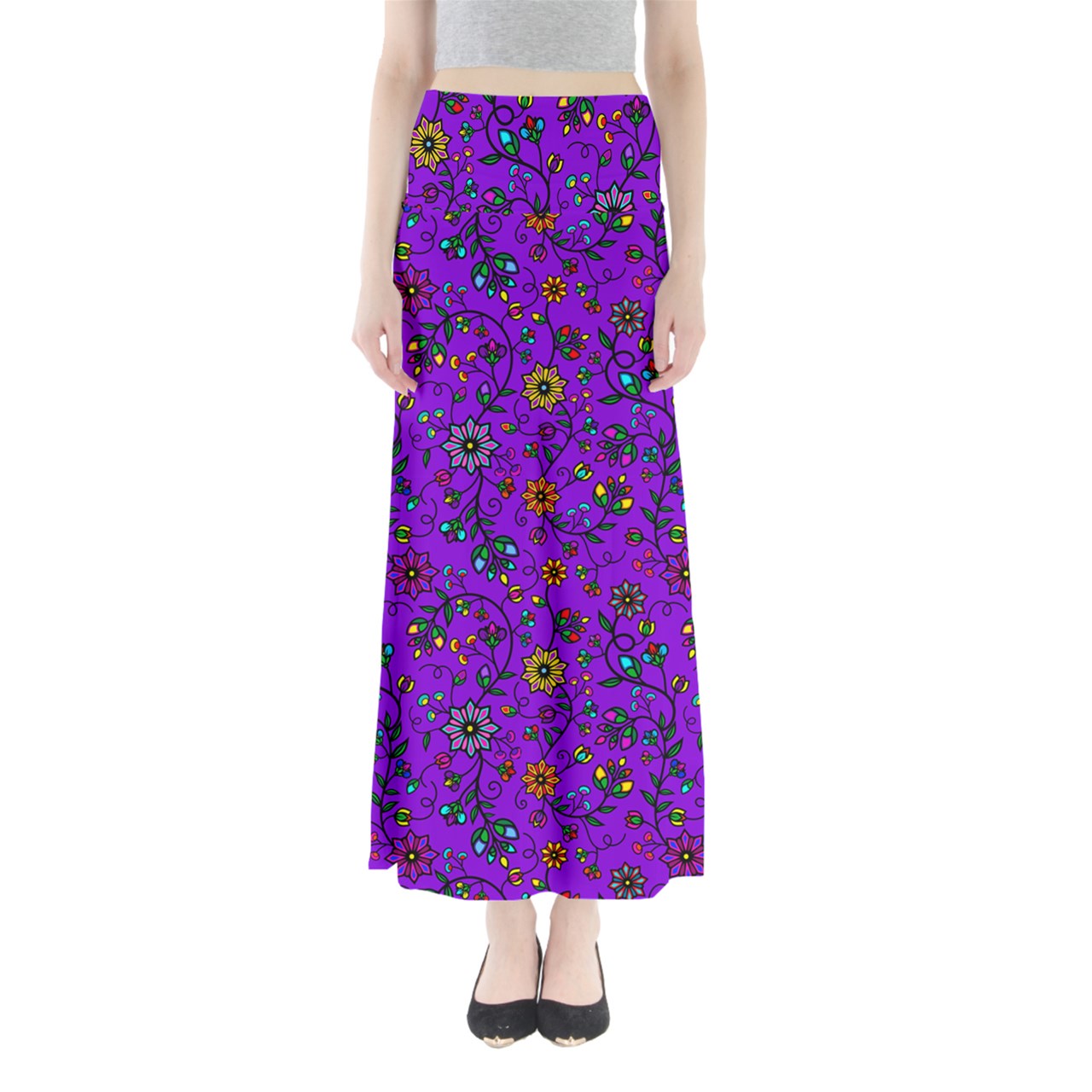 Prairie Paintbrush Purple Full Length Maxi Skirt