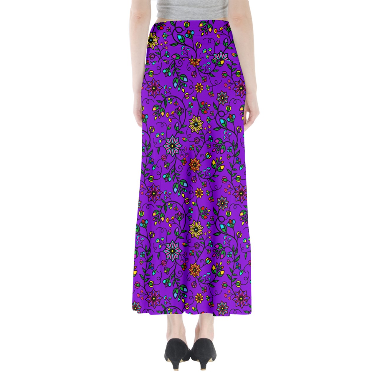 Prairie Paintbrush Purple Full Length Maxi Skirt