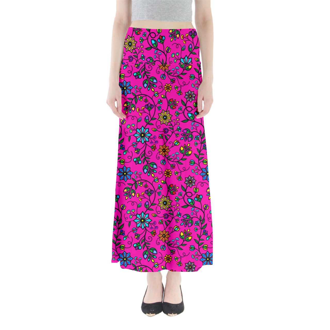 Prairie Paintbrush Pink Full Length Maxi Skirt