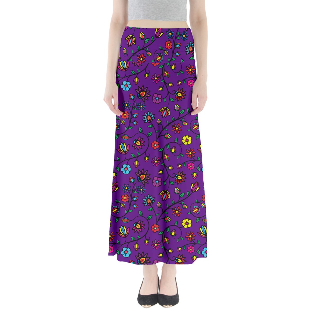 Nature's Nexus  Purple Full Length Maxi Skirt