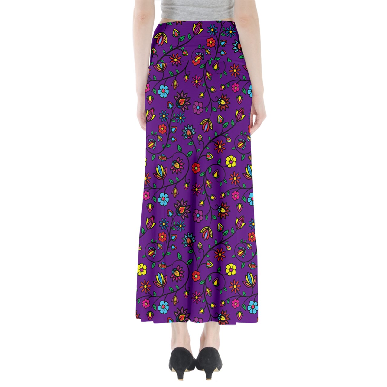 Nature's Nexus  Purple Full Length Maxi Skirt