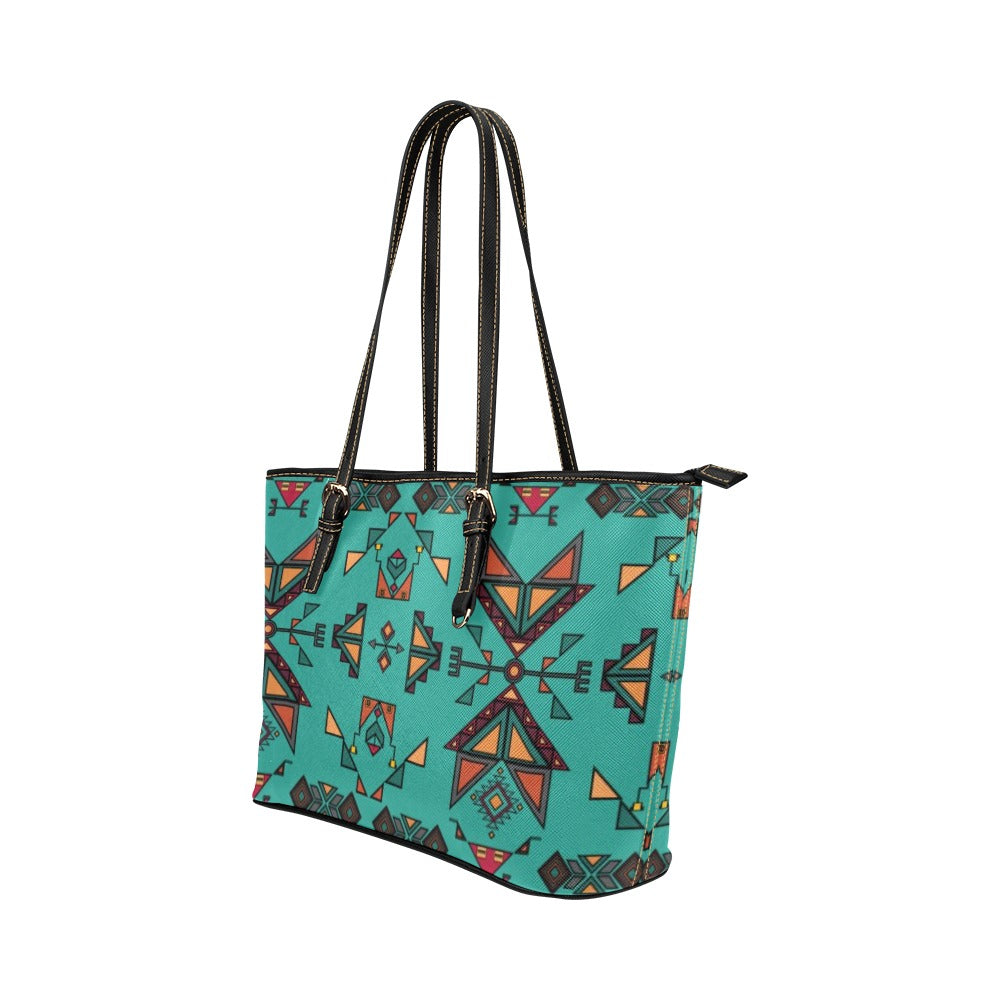 Arrow dawn Turquoise Leather Tote Bag/Large