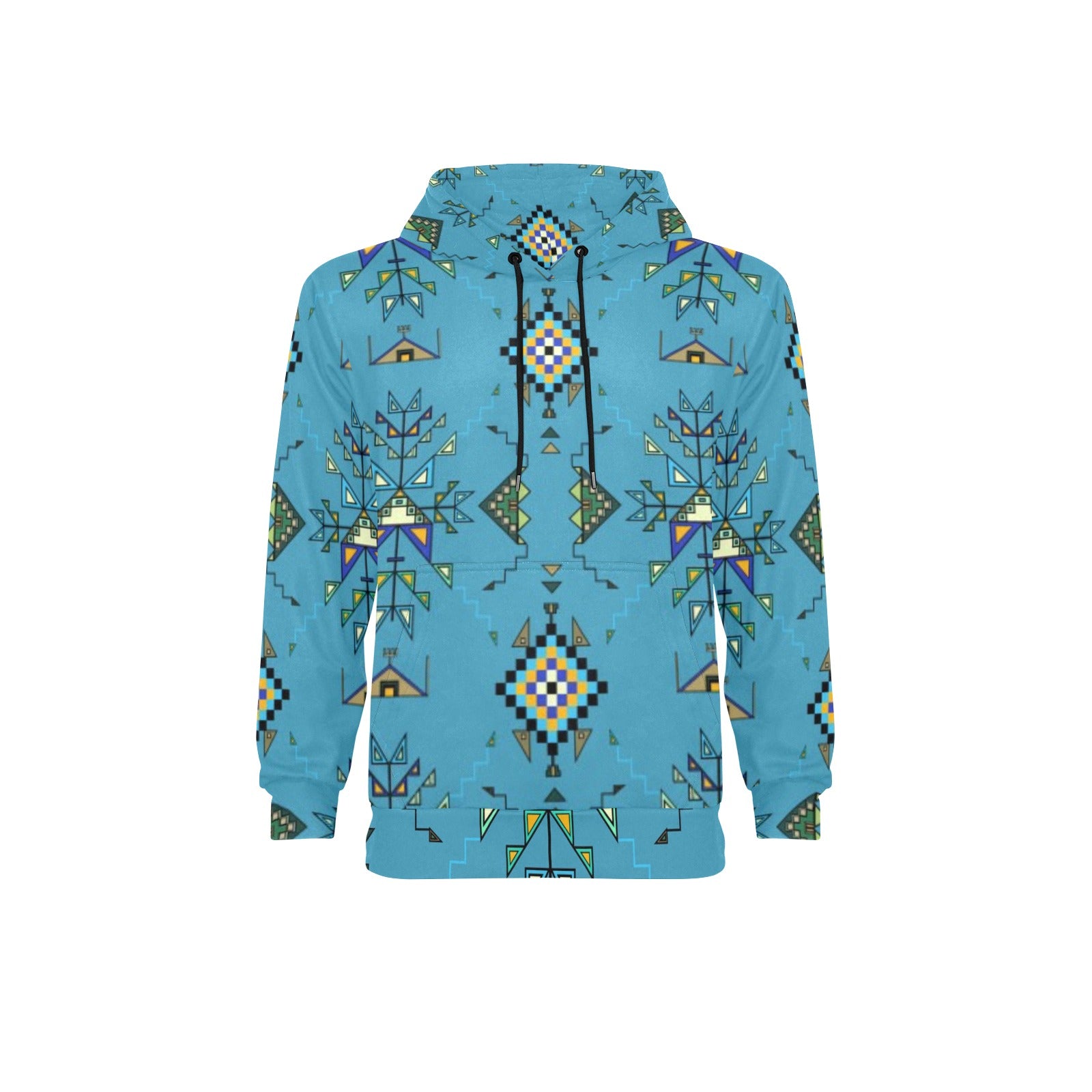 Bear Shield Blue Men's Long Sleeve Fleece Hoodie