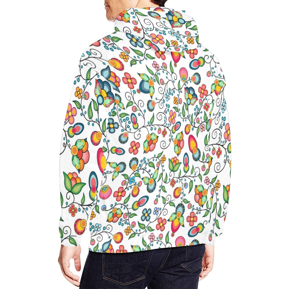 Floral Bounty White Hoodie for Men (USA Size)