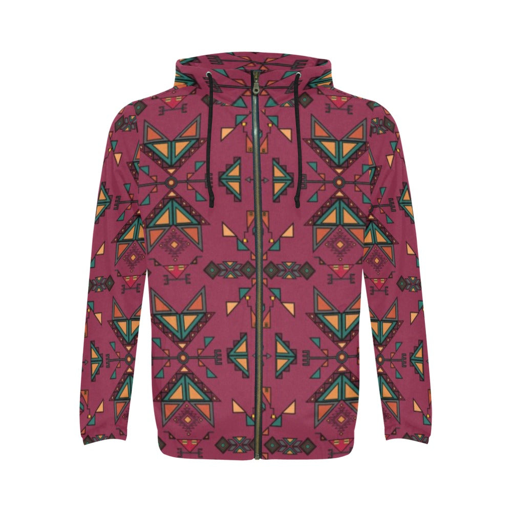 Arrow dawn Maroon Men's Zipper Hoodie