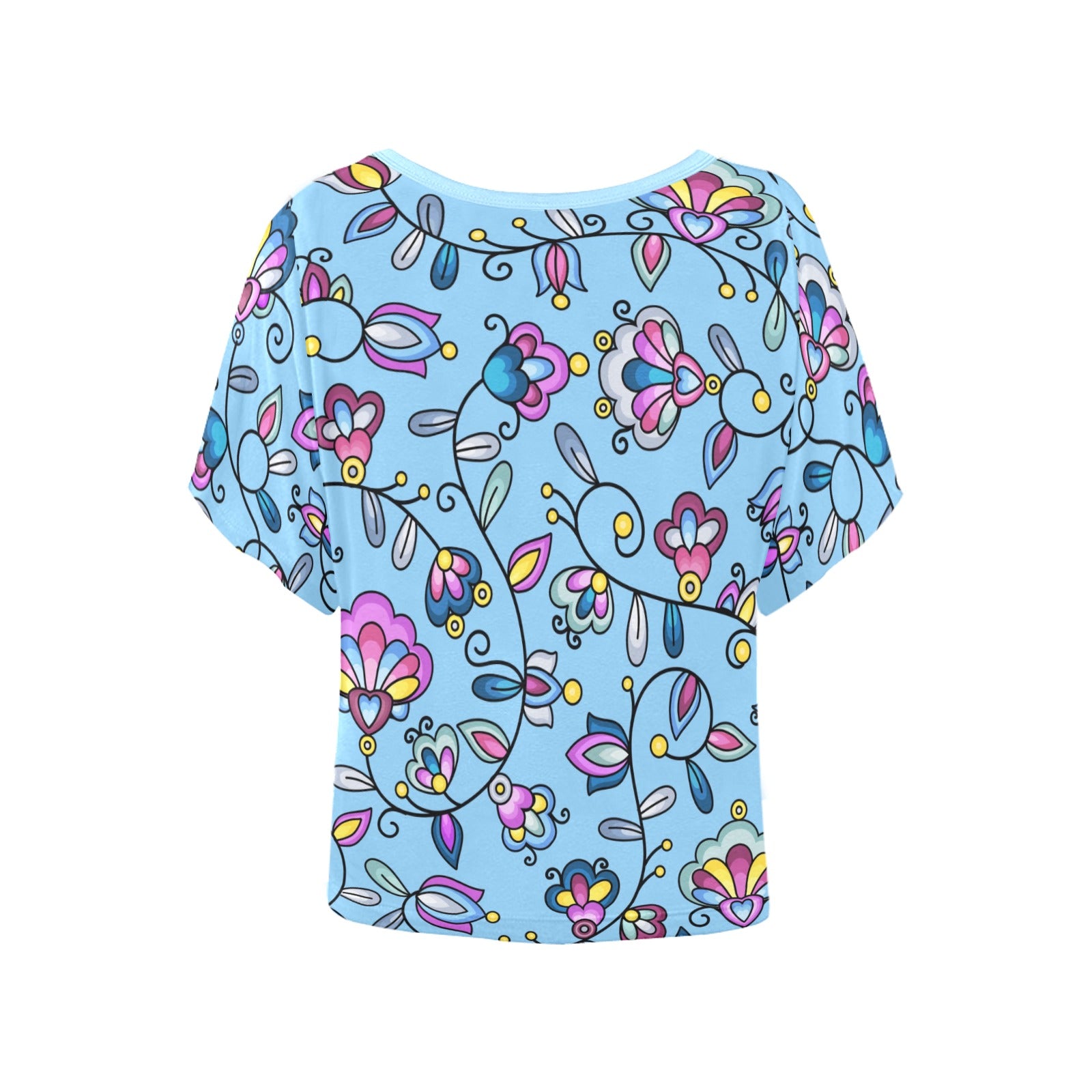 Autumn Bundle Blessing Blue Women's Batwing-Sleeved Blouse T shirt