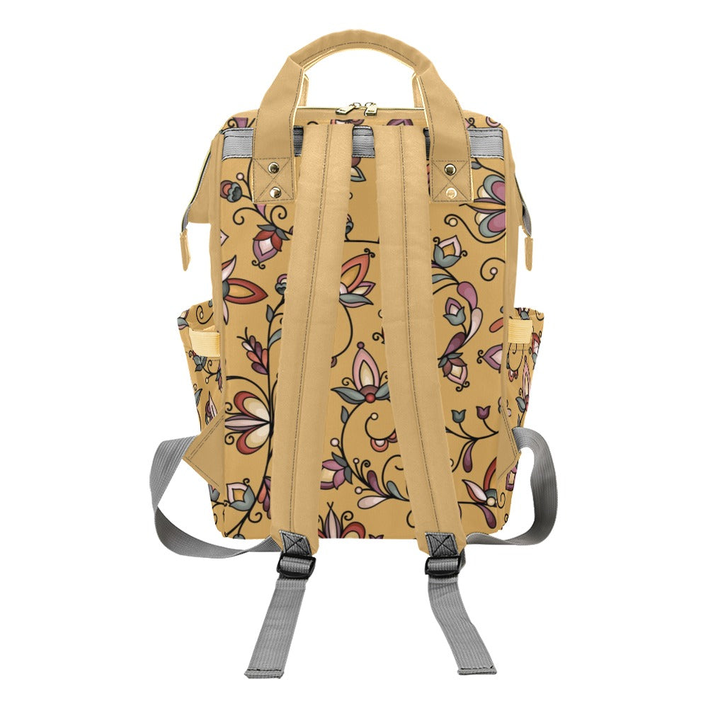Burnt Sky Petals Gold Multi-Function Diaper Backpack/Diaper Bag