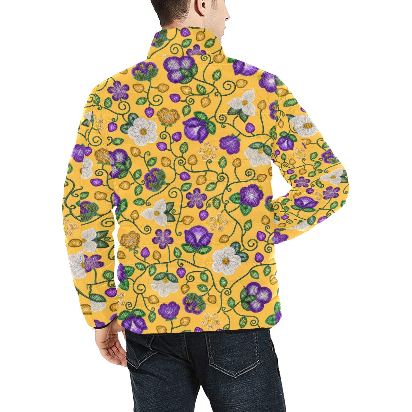 Midnight Moss Bloom Yellow Men's Padded Jacket