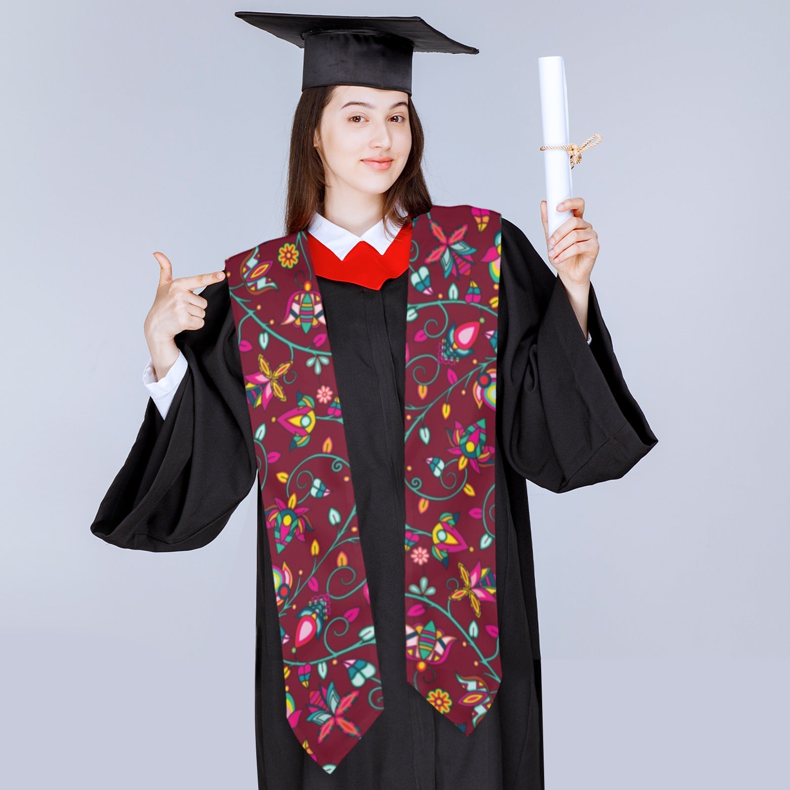Thorny Path Cranberry Graduation Stole