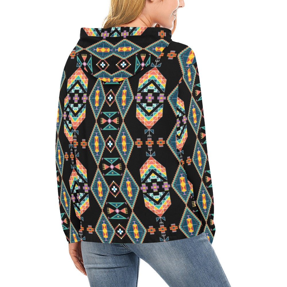 Travois Tipi Black Hoodie for Women (USA Size)