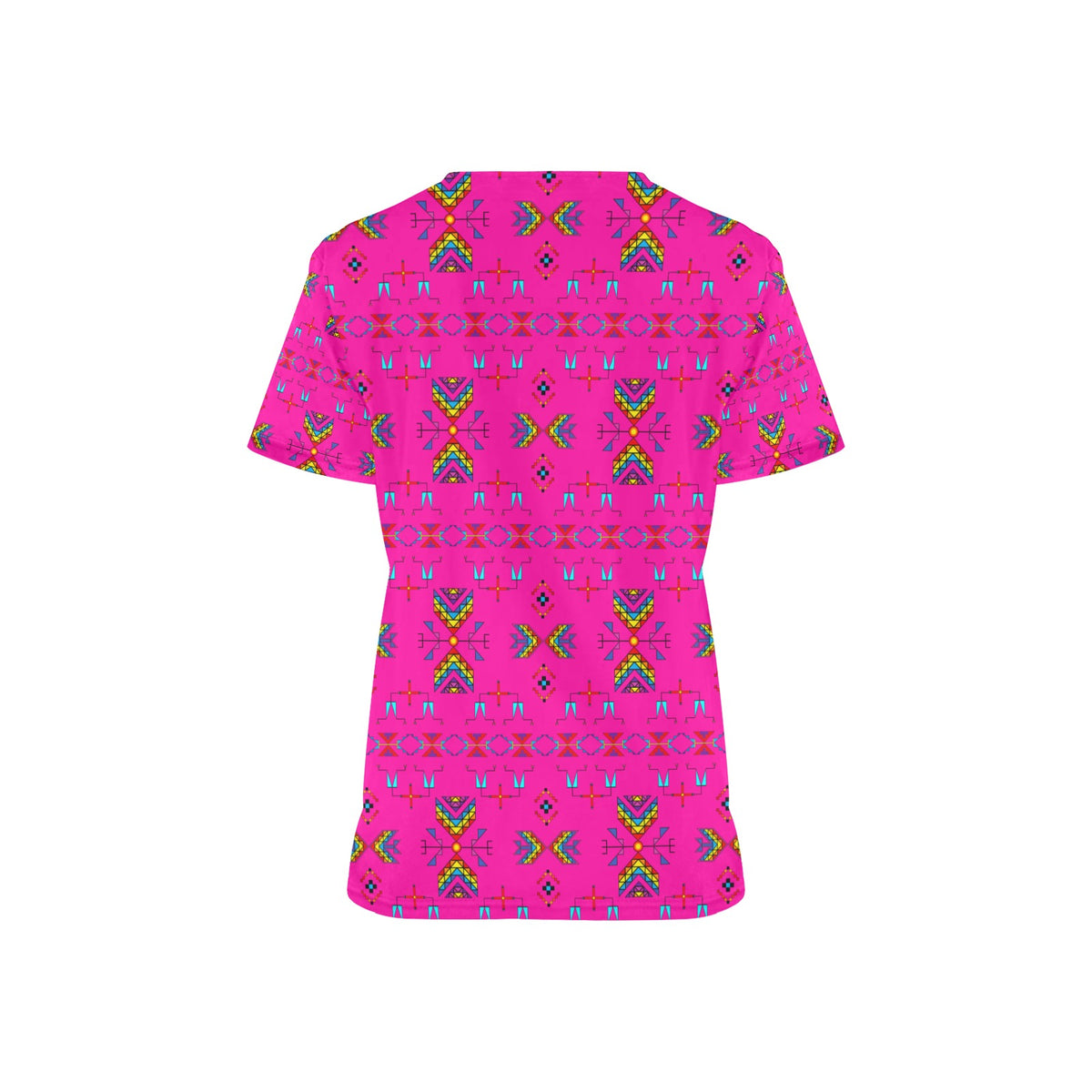 Rainy Chief Rainbow Hot Pink Scrub Top