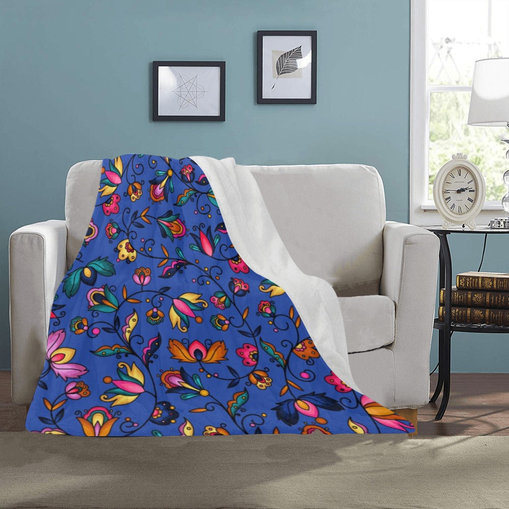 Copper Prairie Petals Blue Ultra-Soft Micro Fleece Blanket 40"x50"