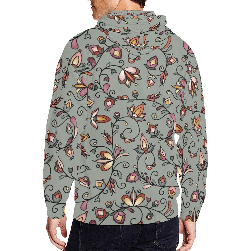 Burnt Sky Petals Green Men's Zipper Hoodie