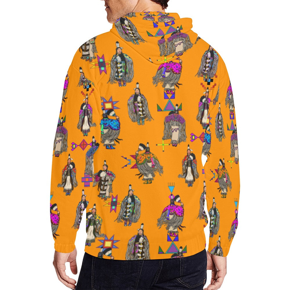 Women's Tradish Dancers Orange Men's Zipper Hoodie