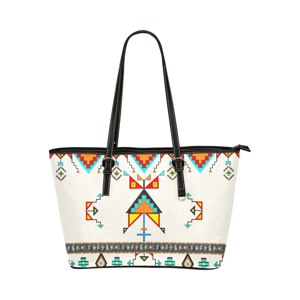 Sentinel of the Plains White Leather Tote Bag/Large