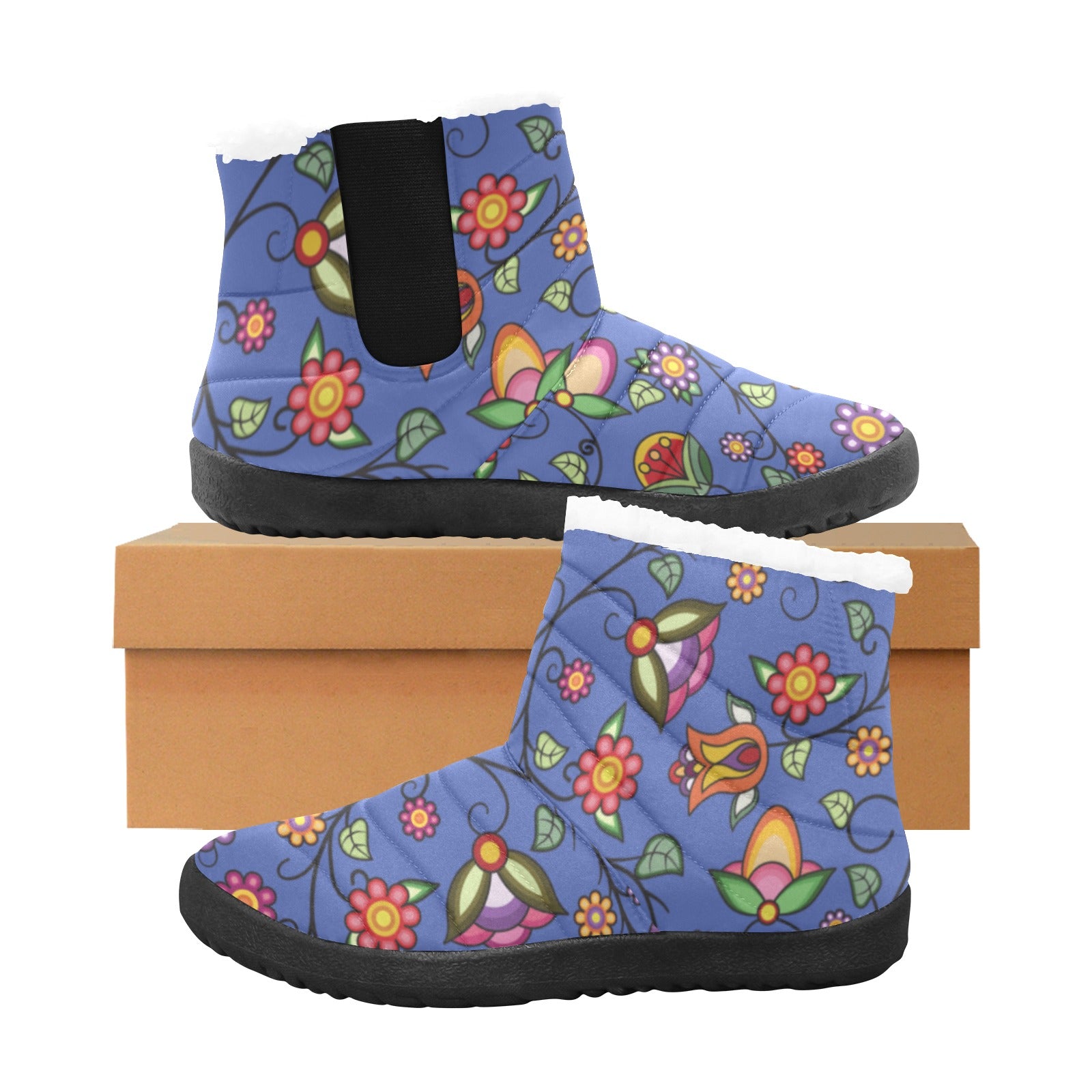 Heartbeat Petals Blue Women's Padded Winter Boot