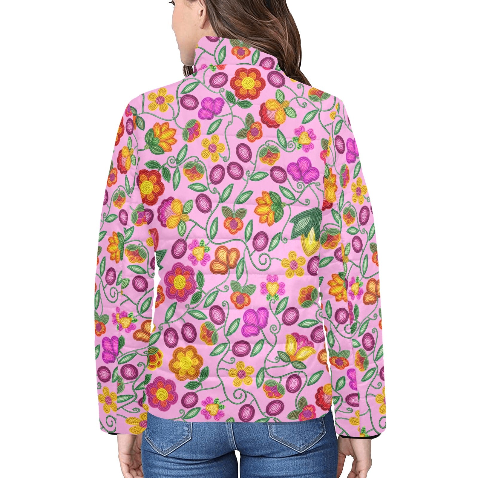 Boreal Bounty Pink Women's Stand Collar Padded Jacket