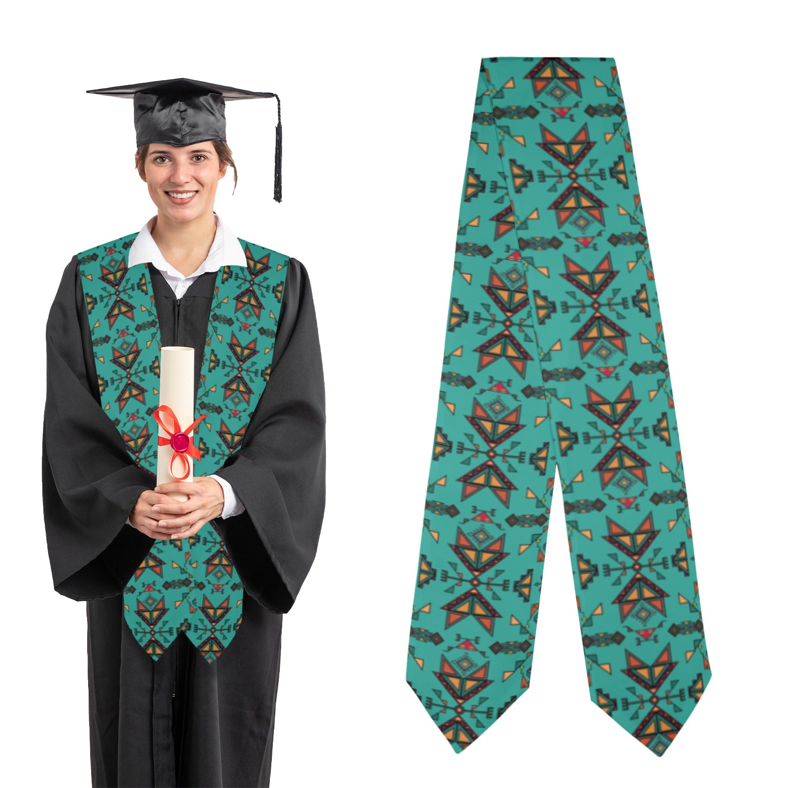 Arrow Dawn Turquoise Graduation Stole