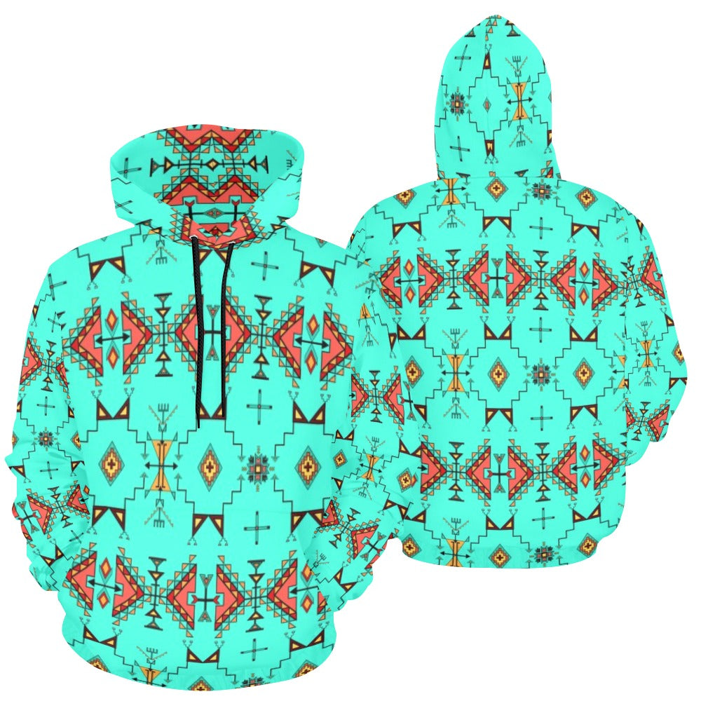 Thunder Flight Turquoise Hoodie for Women (USA Size)