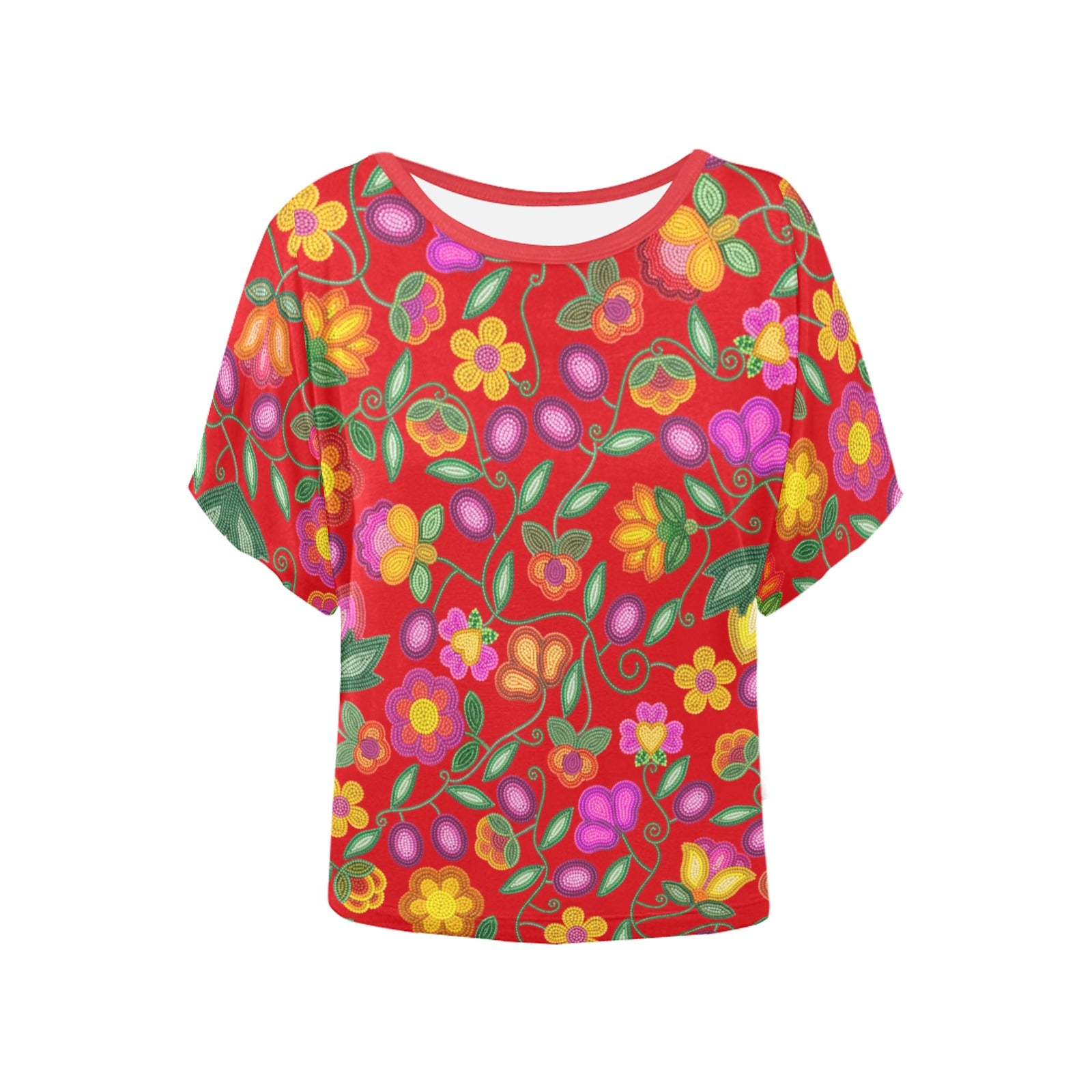 Boreal Bounty Red Women's Batwing-Sleeved Blouse T-shirt
