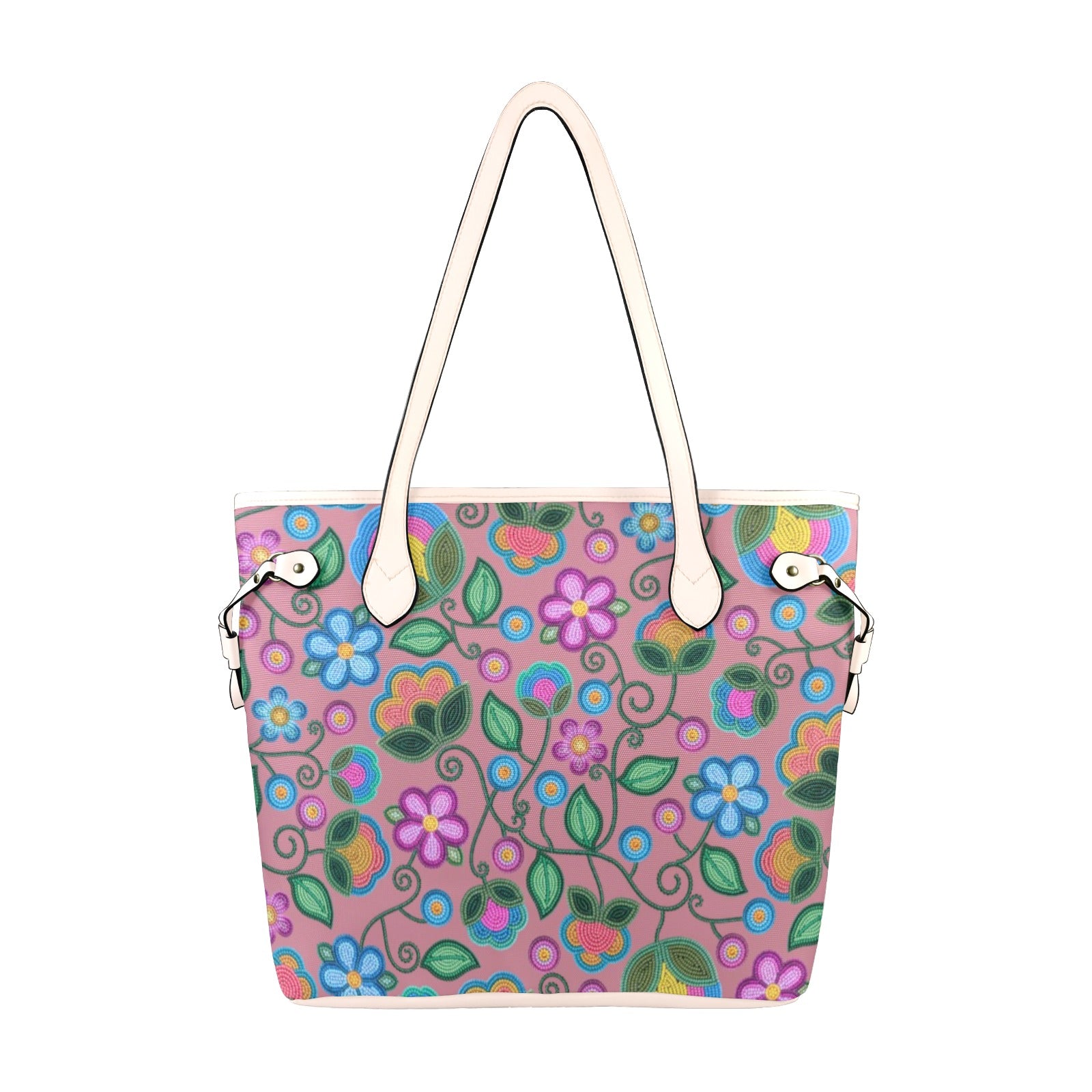 Turquoise Sunbeam Peach Clover Canvas Tote Bag