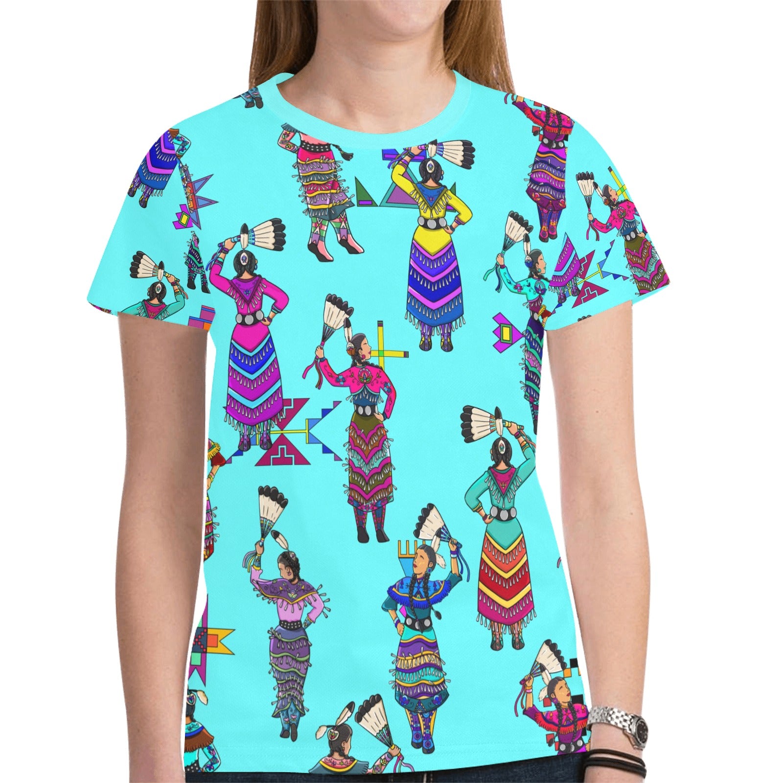 Women's Jingle Dancers Turquoise T-shirt for Women