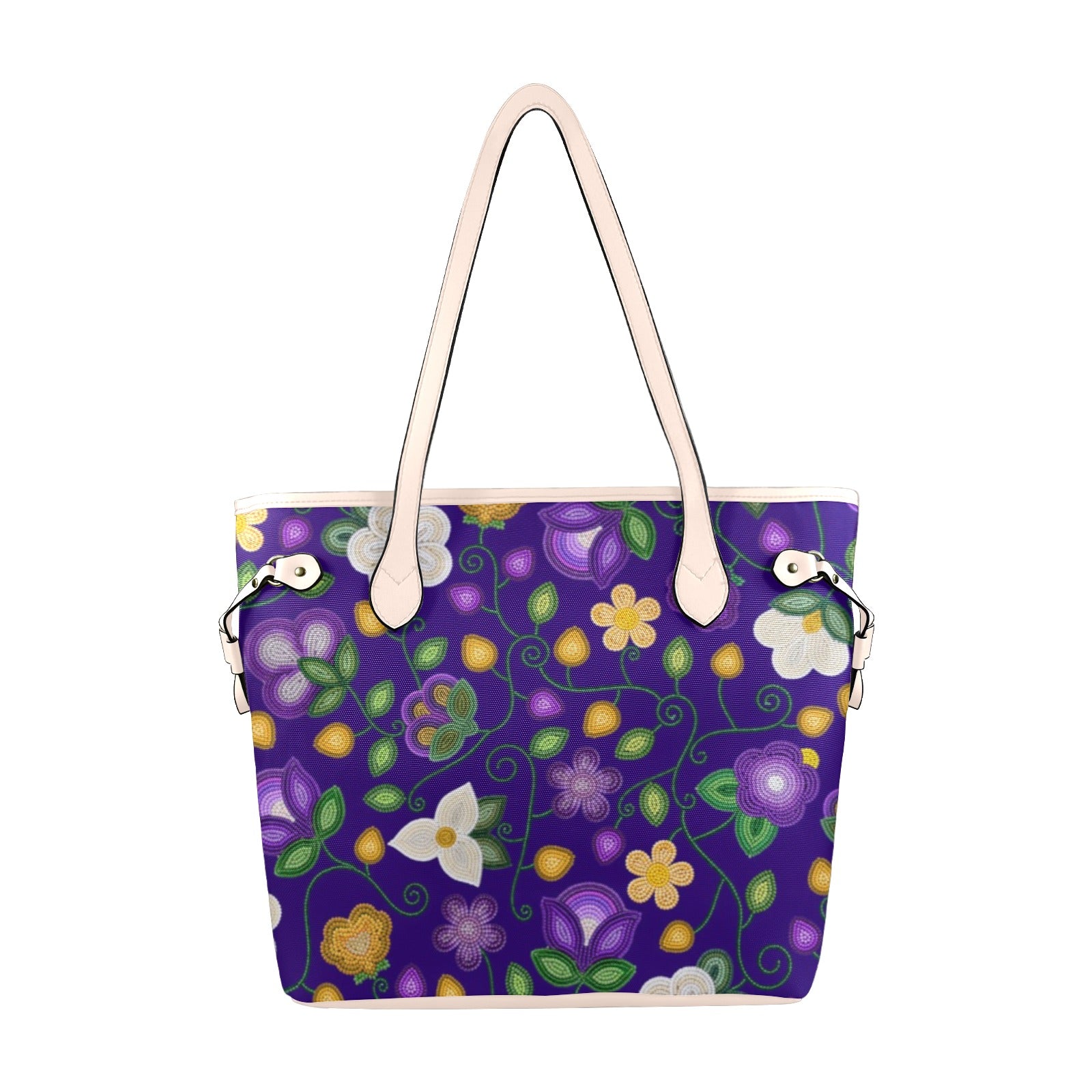 Midnight Moss Bloom Aubergine Clover Canvas Tote Bag