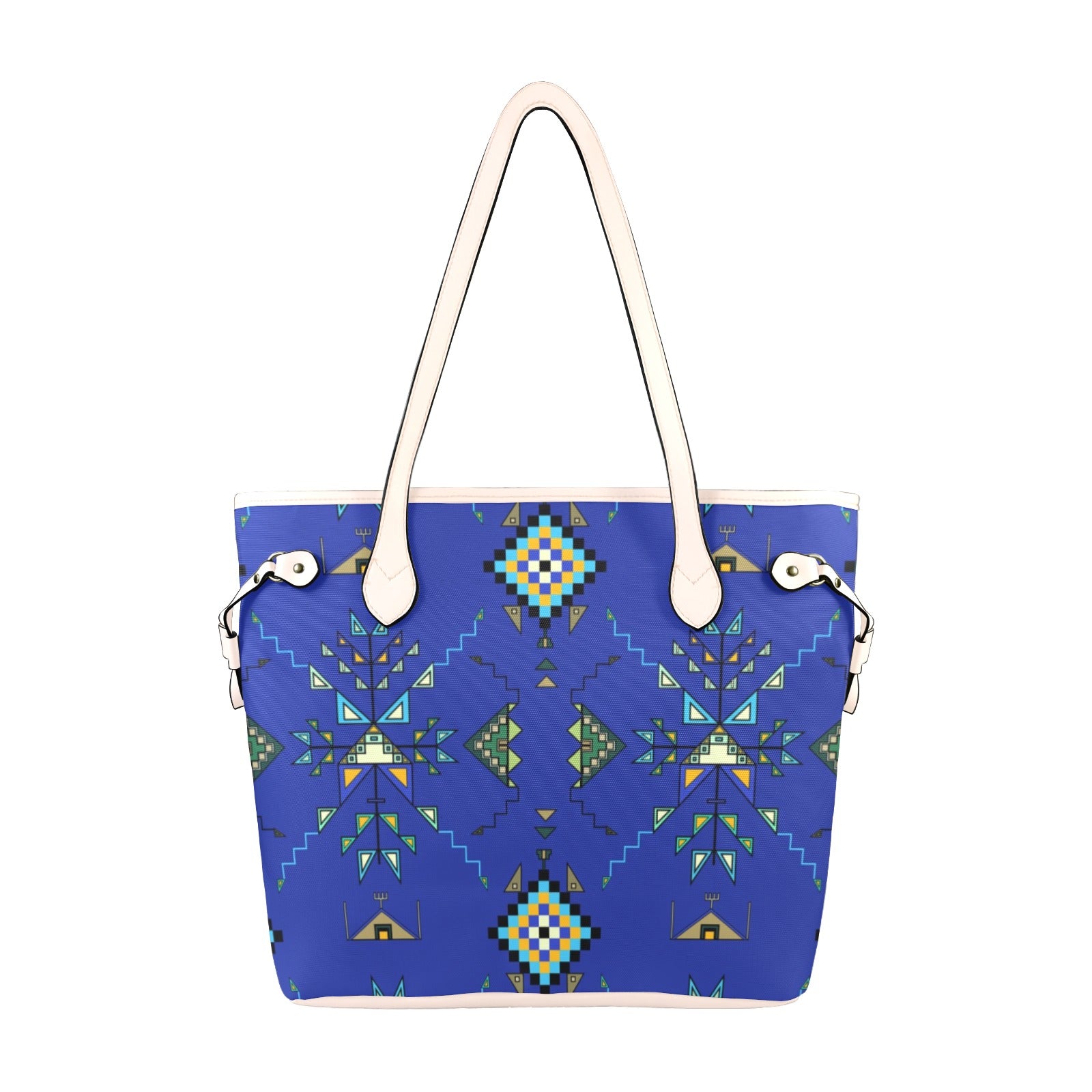 Bear Shield Dark Blue Clover Canvas Tote Bag