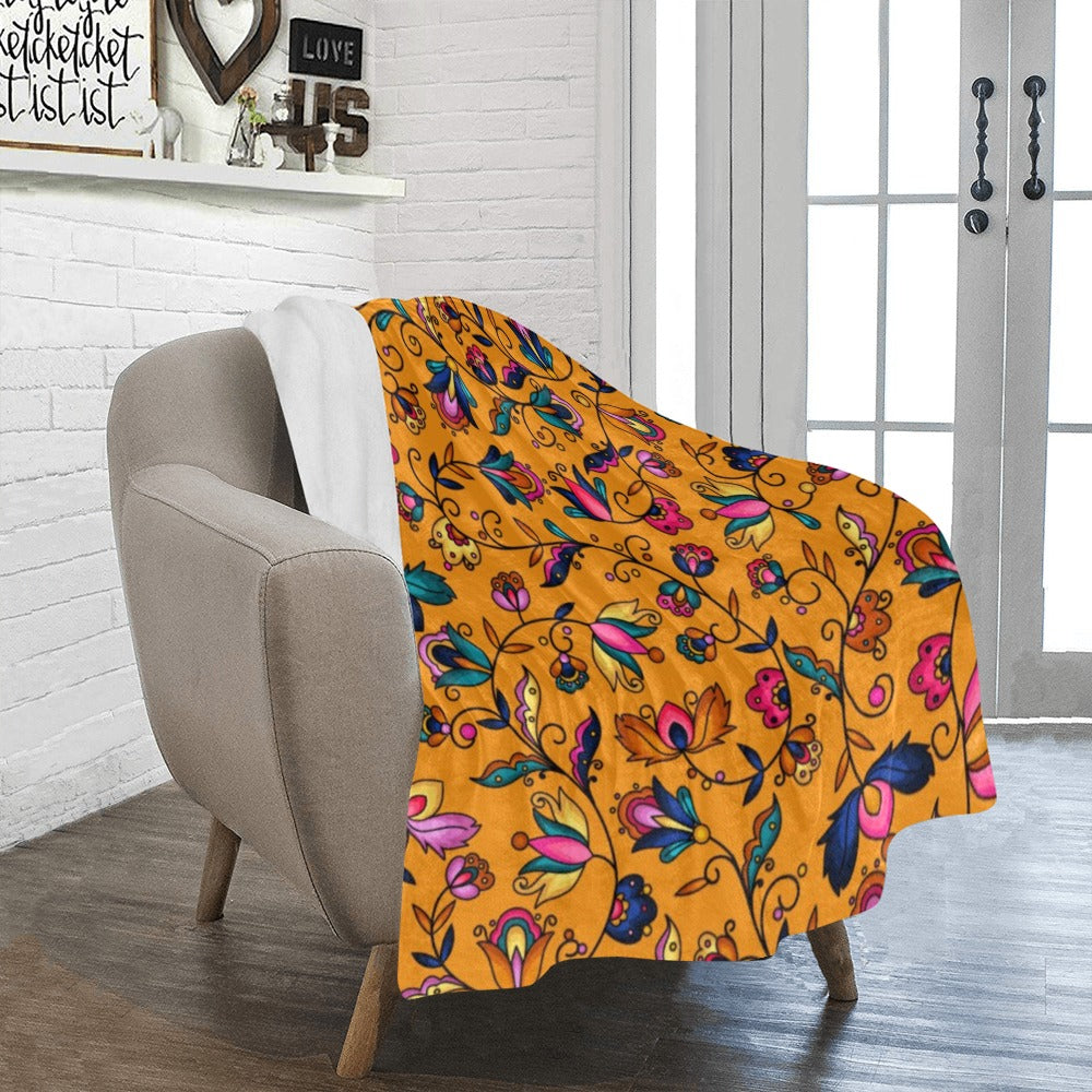Copper Prairie Petals Orange Ultra-Soft Micro Fleece Blanket 40"x50"