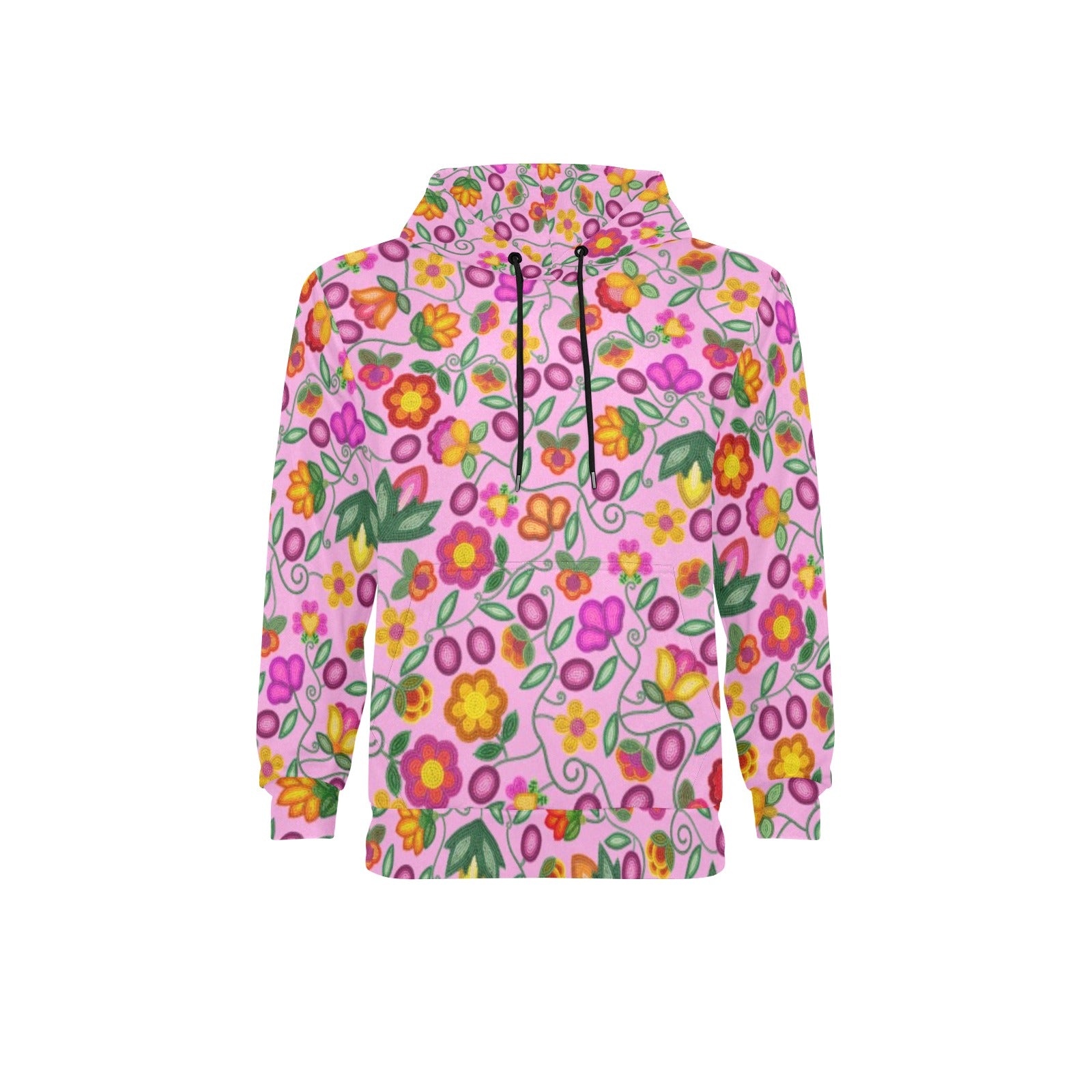 Boreal Bounty Pink Men's Long Sleeve Fleece Hoodie