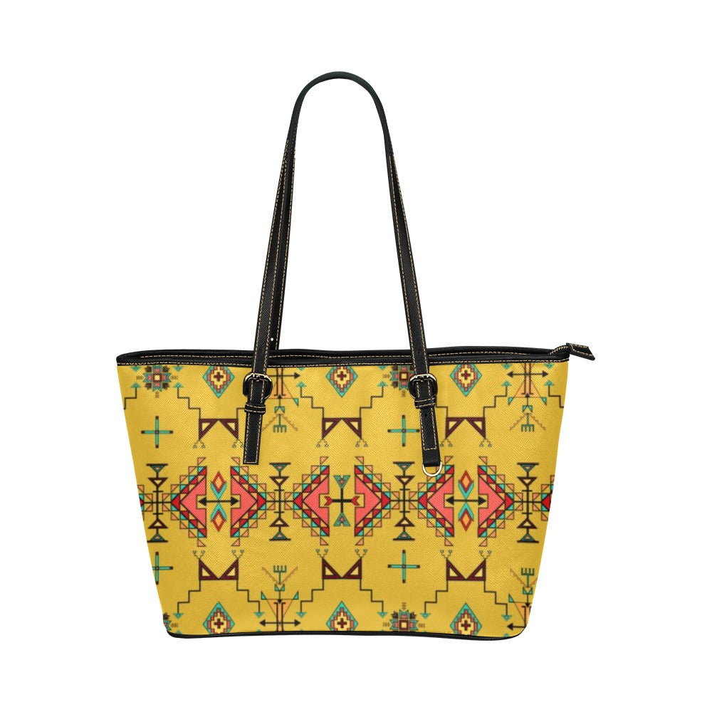 Thunder Flight Yellow Leather Tote Bag/Large