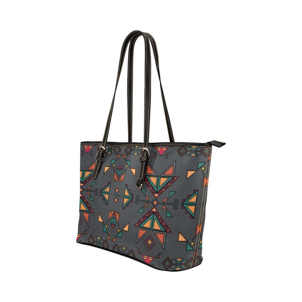 Arrow dawn Gray Leather Tote Bag/Large
