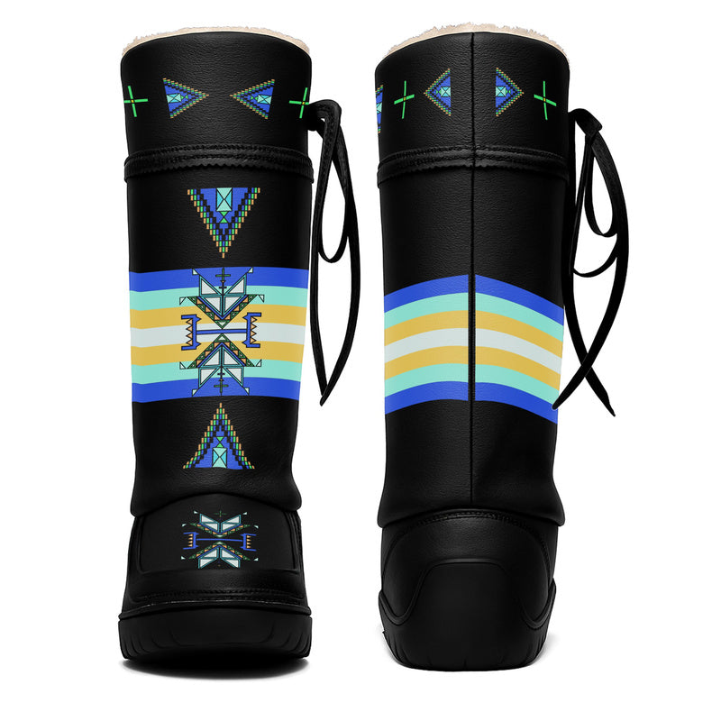 Eagle Strike black MocLux front and back views, print on the front and plain leather back