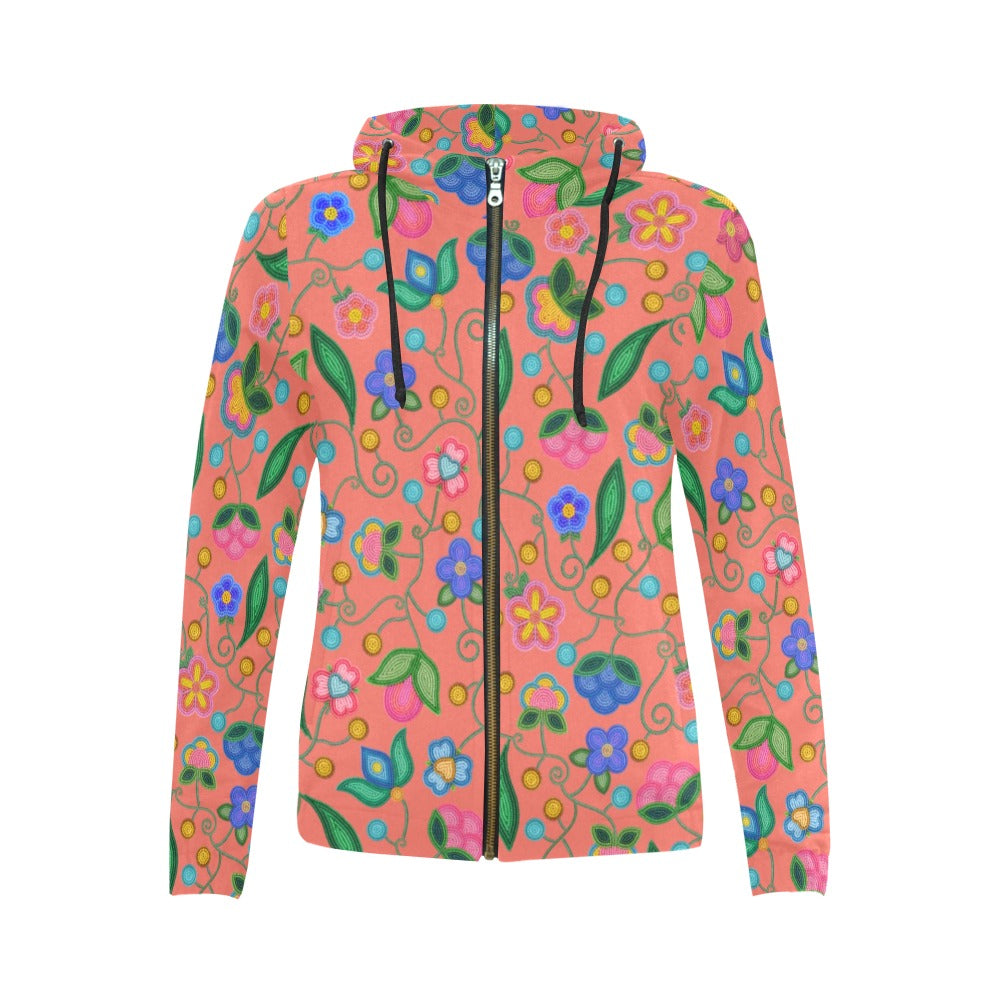Skyberry Serenade Peach Full Zip Hoodie for Women