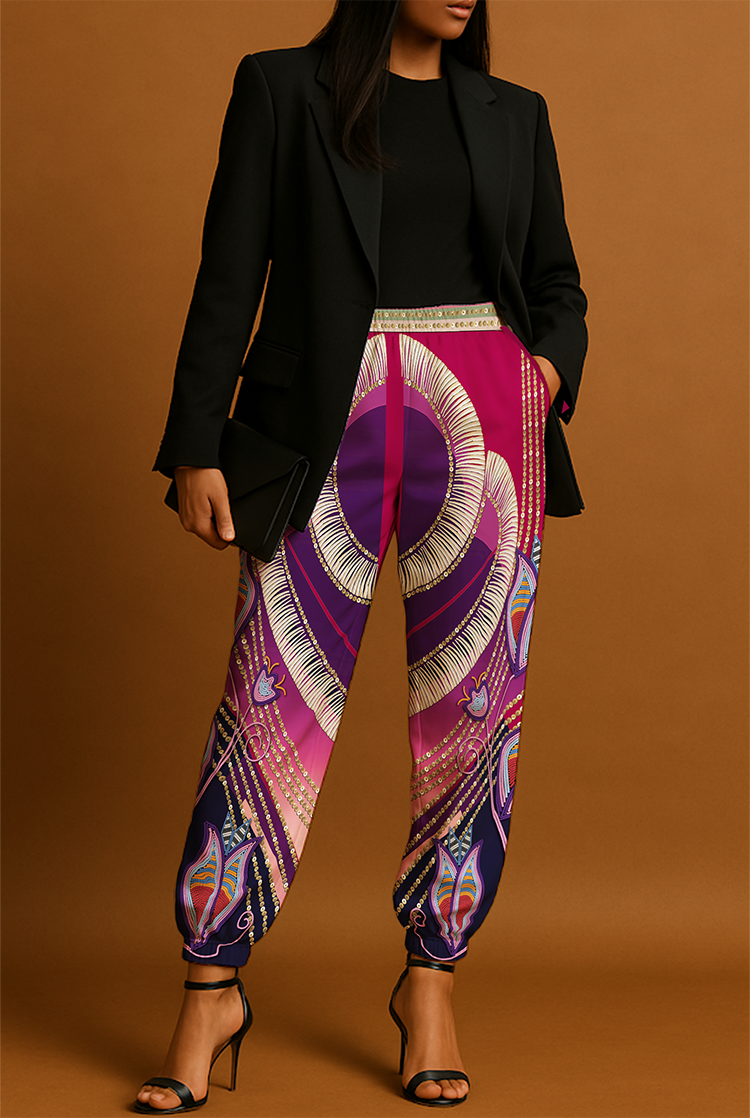 Dentalium Dreams Maroon Ribbon Jogger Pants