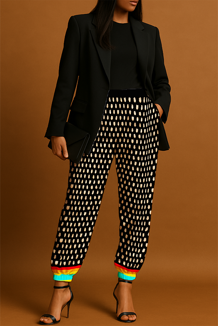 Elk Teeth on Black Ribbon Jogger Pants