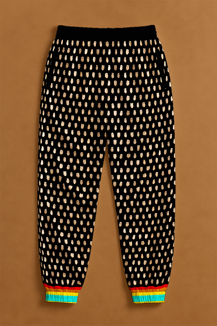 Elk Teeth on Black Ribbon Jogger Pants