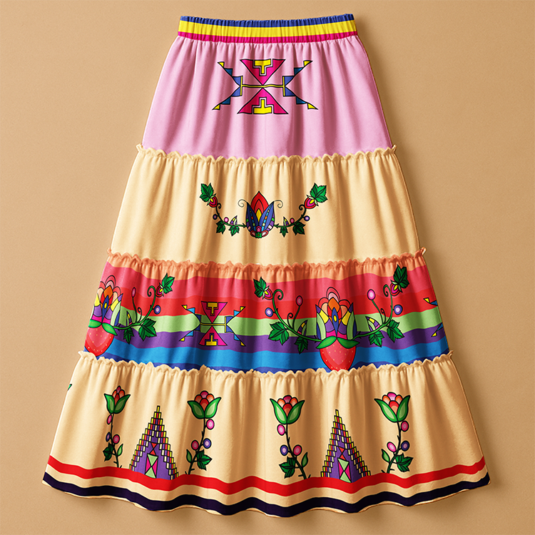 Heartberry Bloom Cream Three Tier Skirt
