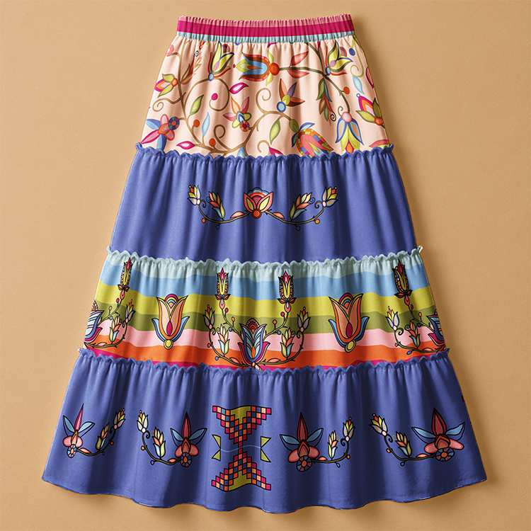 River of Petals Purple Three Tier Skirt