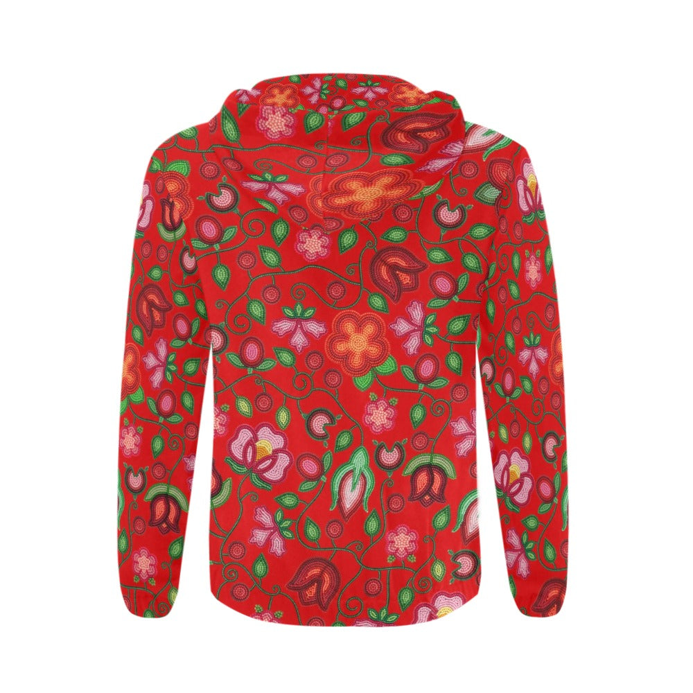 Rose Reverie Red Men's Zipper Hoodie