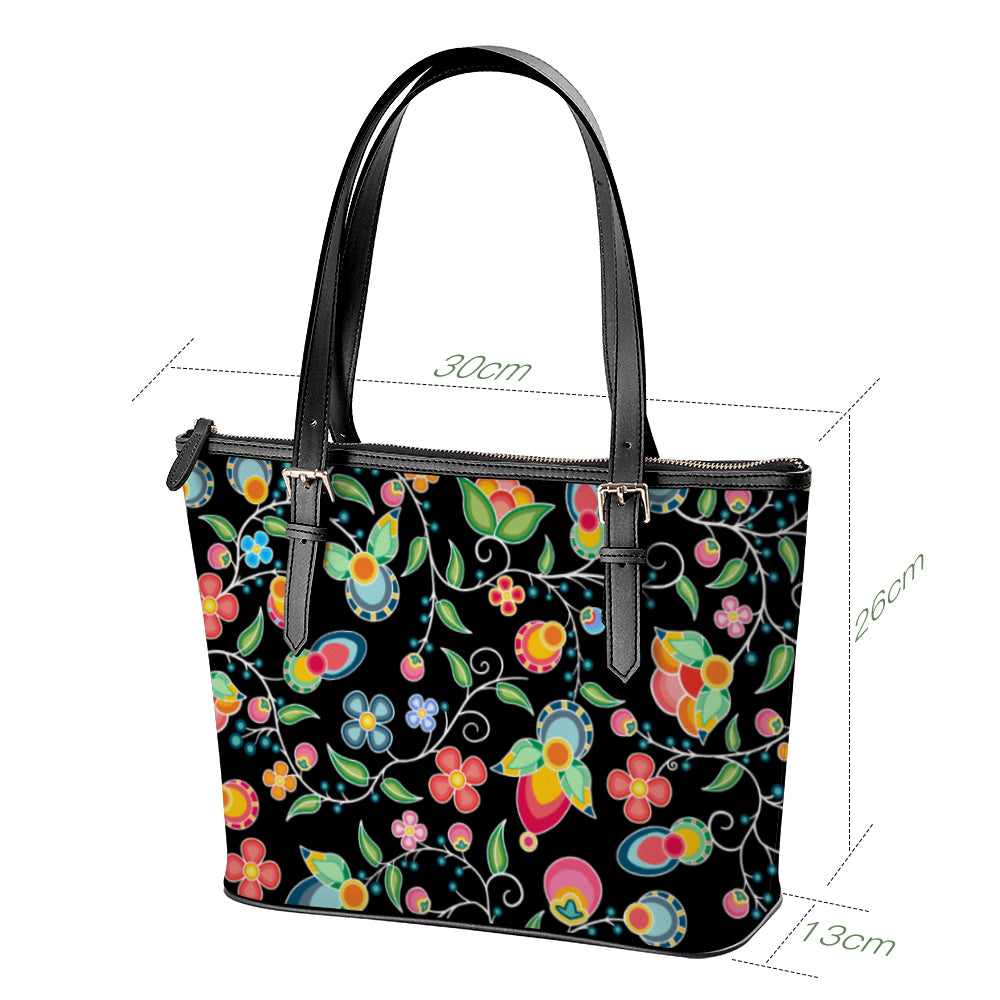 Floral Bounty Black Large Tote Shoulder Bag