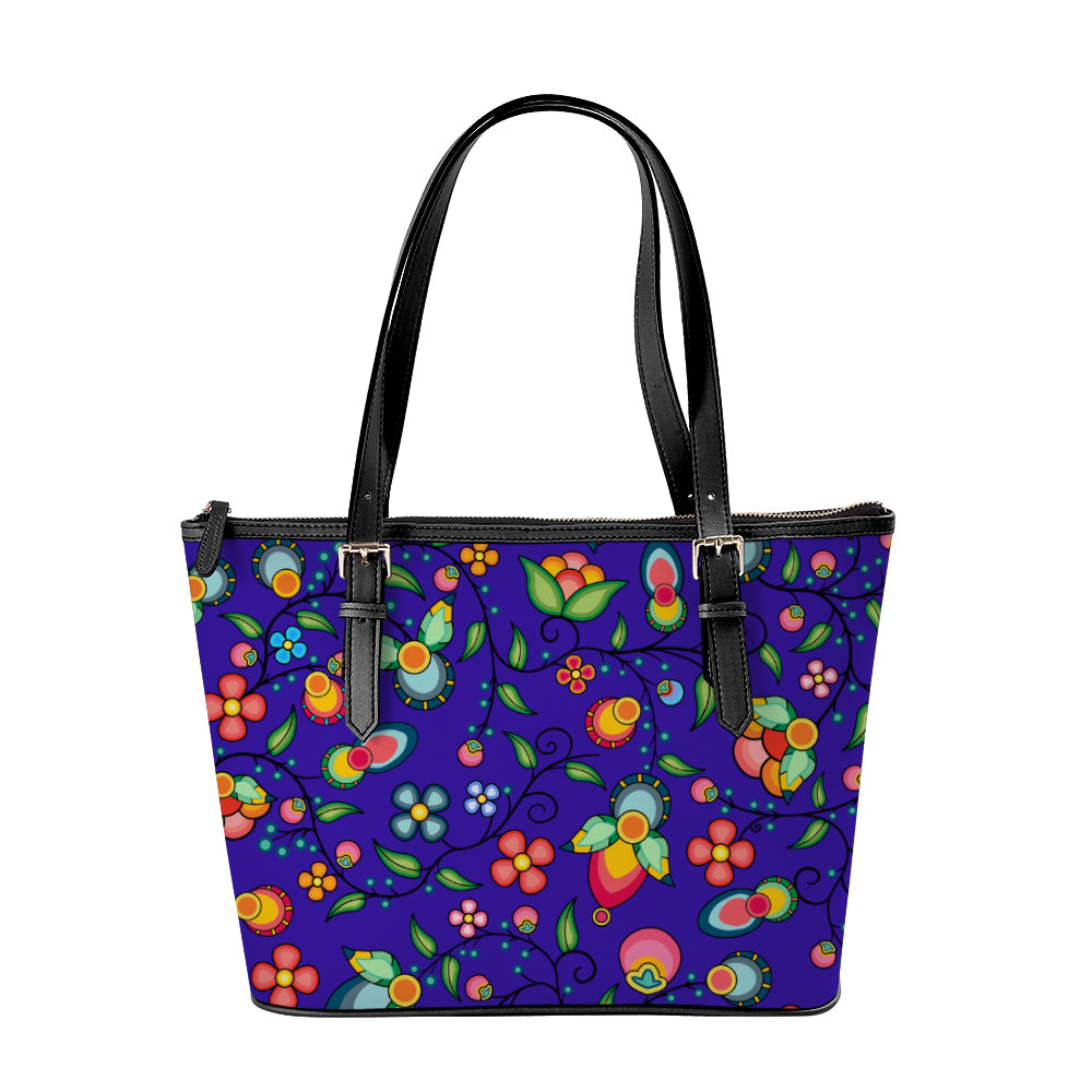 Floral Bounty Blue Large Tote Shoulder Bag