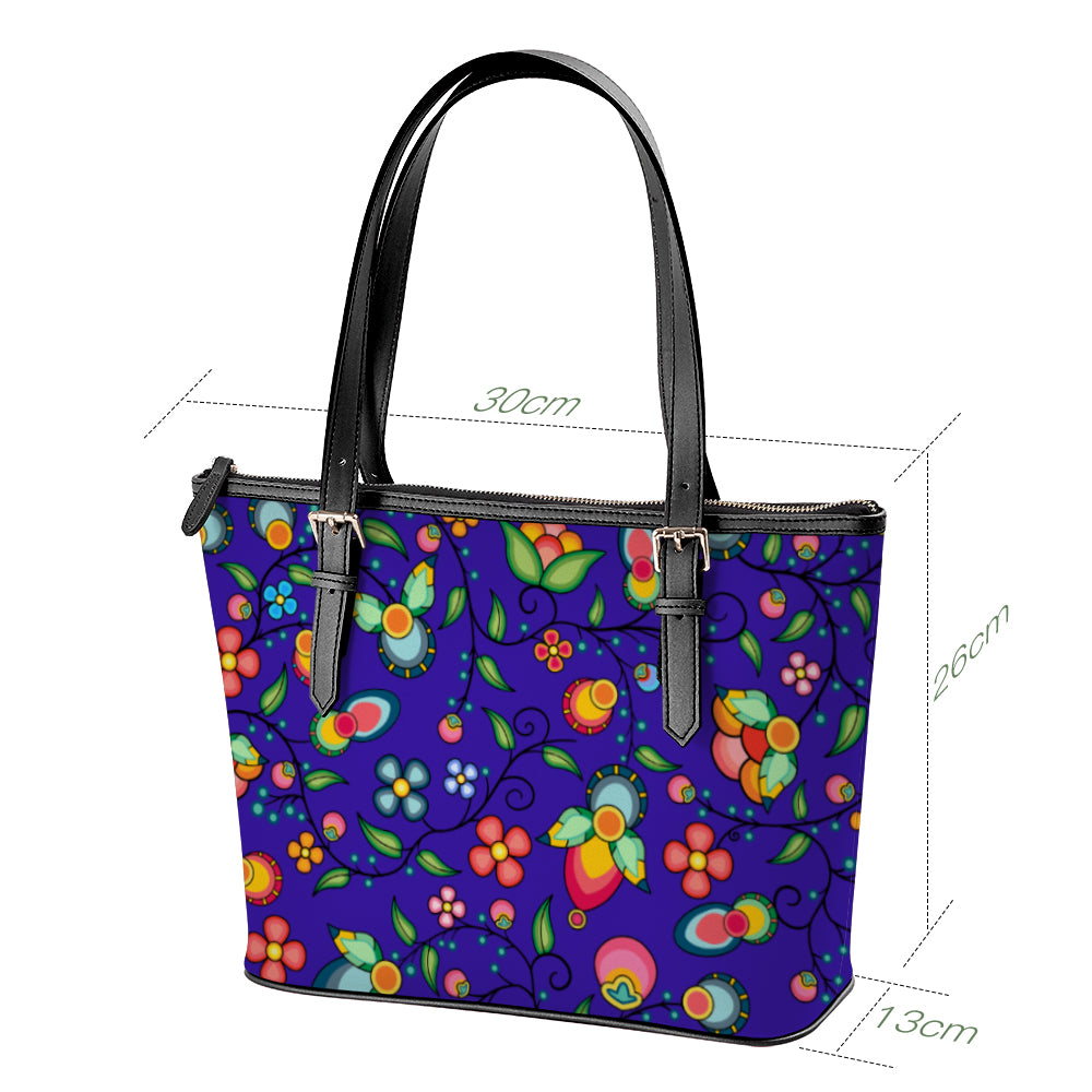 Floral Bounty Blue Large Tote Shoulder Bag