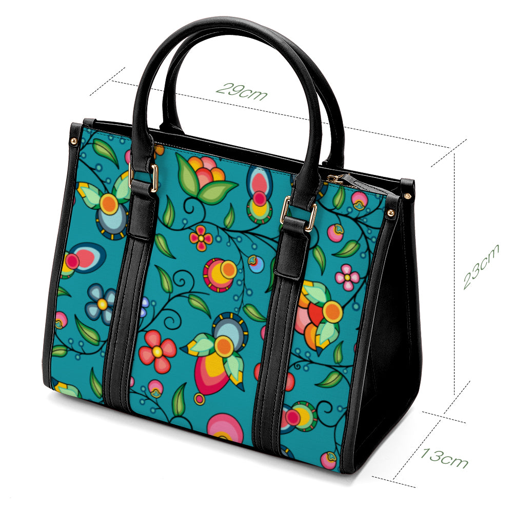 Floral Bounty Teal Hand or Shoulder Bag