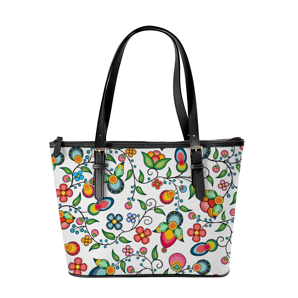 Floral Bounty White Large Tote Shoulder Bag