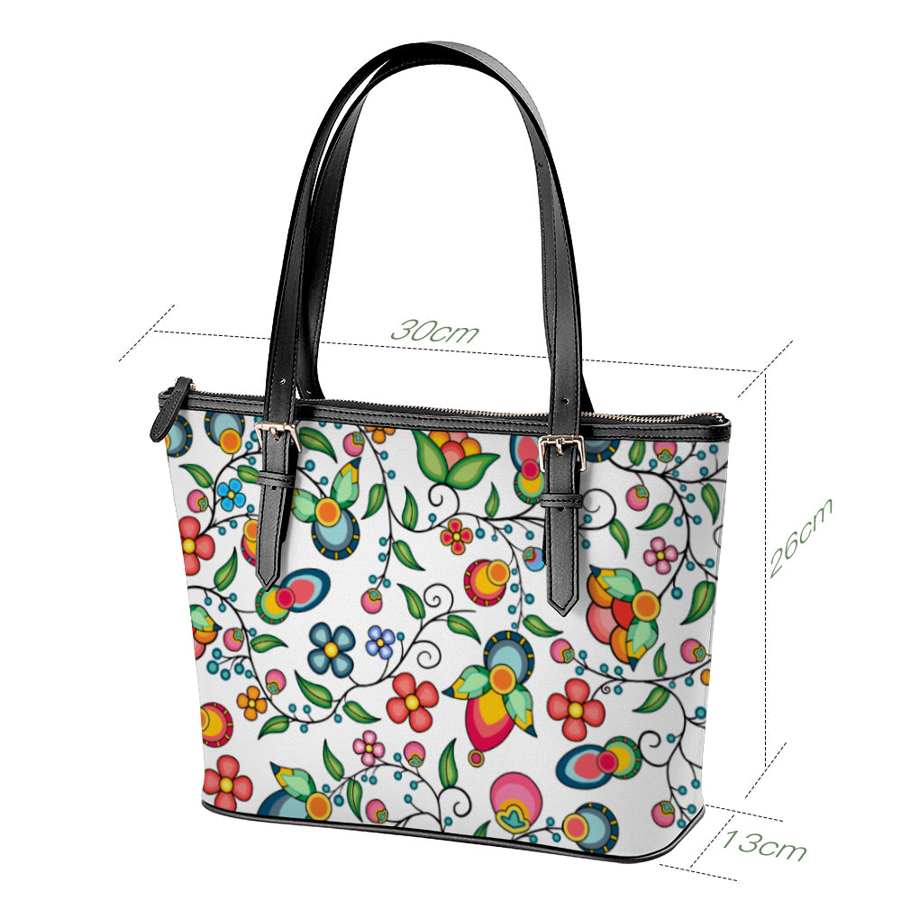 Floral Bounty White Large Tote Shoulder Bag