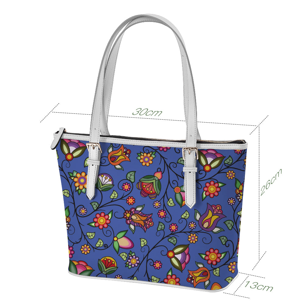 Heartbeat Petals Blue Large Tote Shoulder Bag