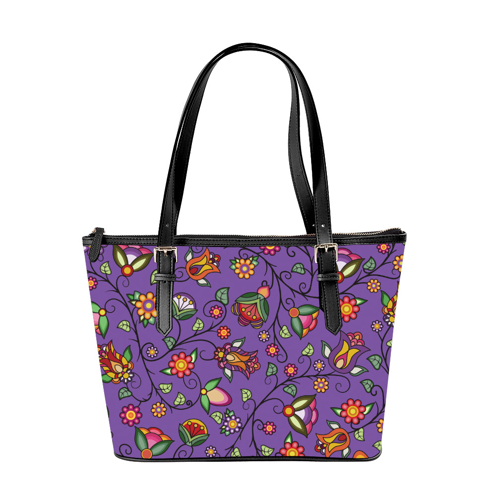 Heartbeat Petals Purple Large Tote Shoulder Bag